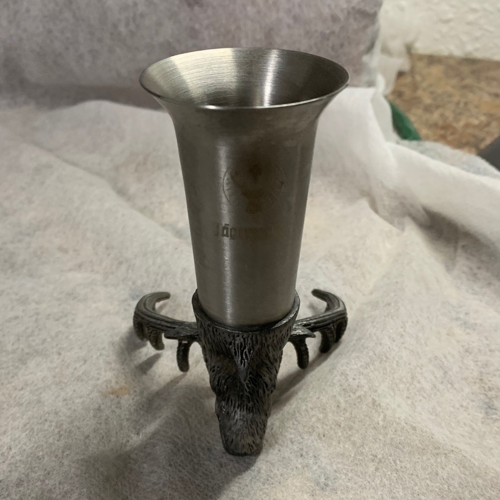 Jagermeistar Stag Head Pewter Shot Glass/Stirrup Cup